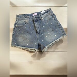 Pink lily denim shorts with pearls size 27